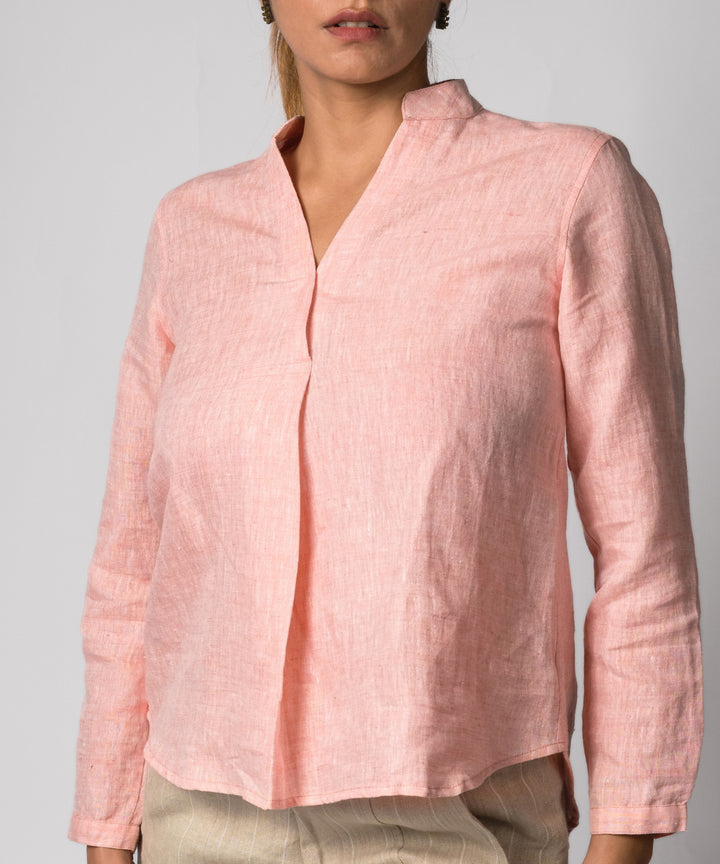 Pink handwoven linen top