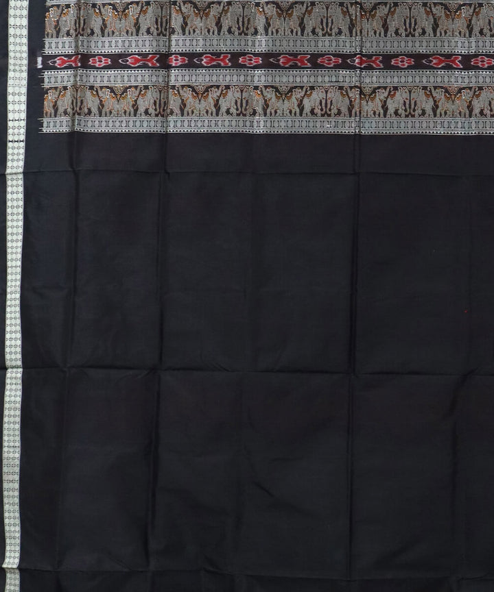 Amber ornage black silk handwoven bomkai saree