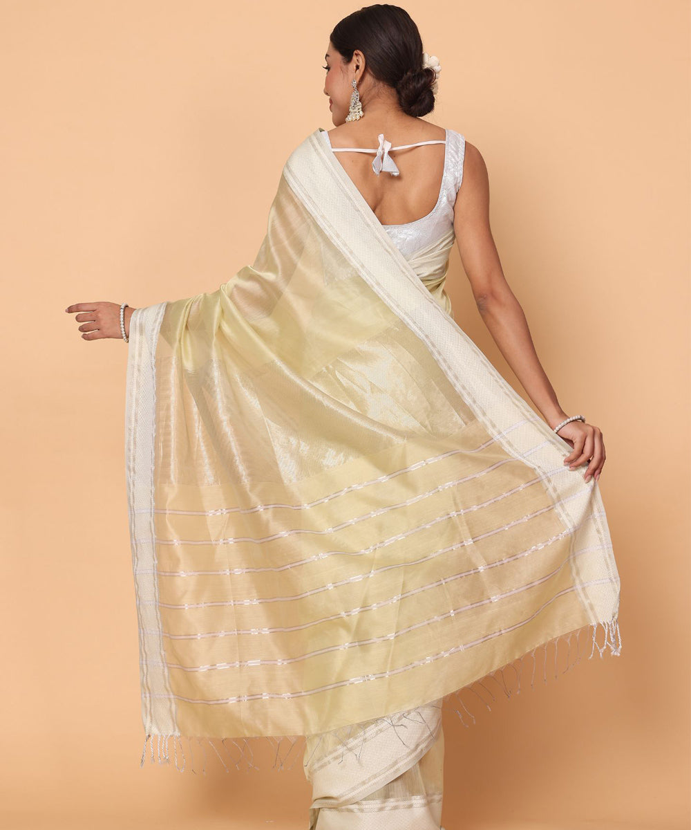 Yellow cotton silk handloom maheshwari saree