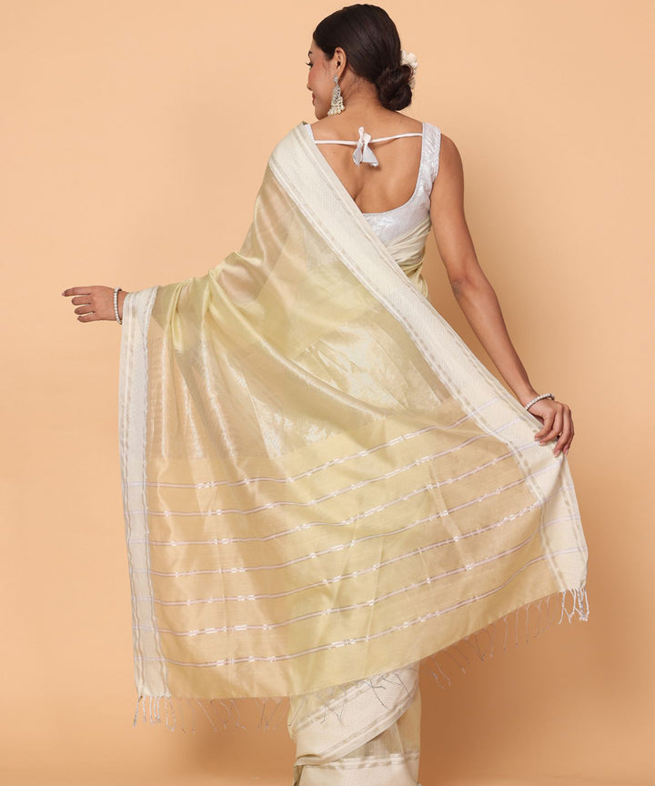 Yellow cotton silk handloom maheshwari saree