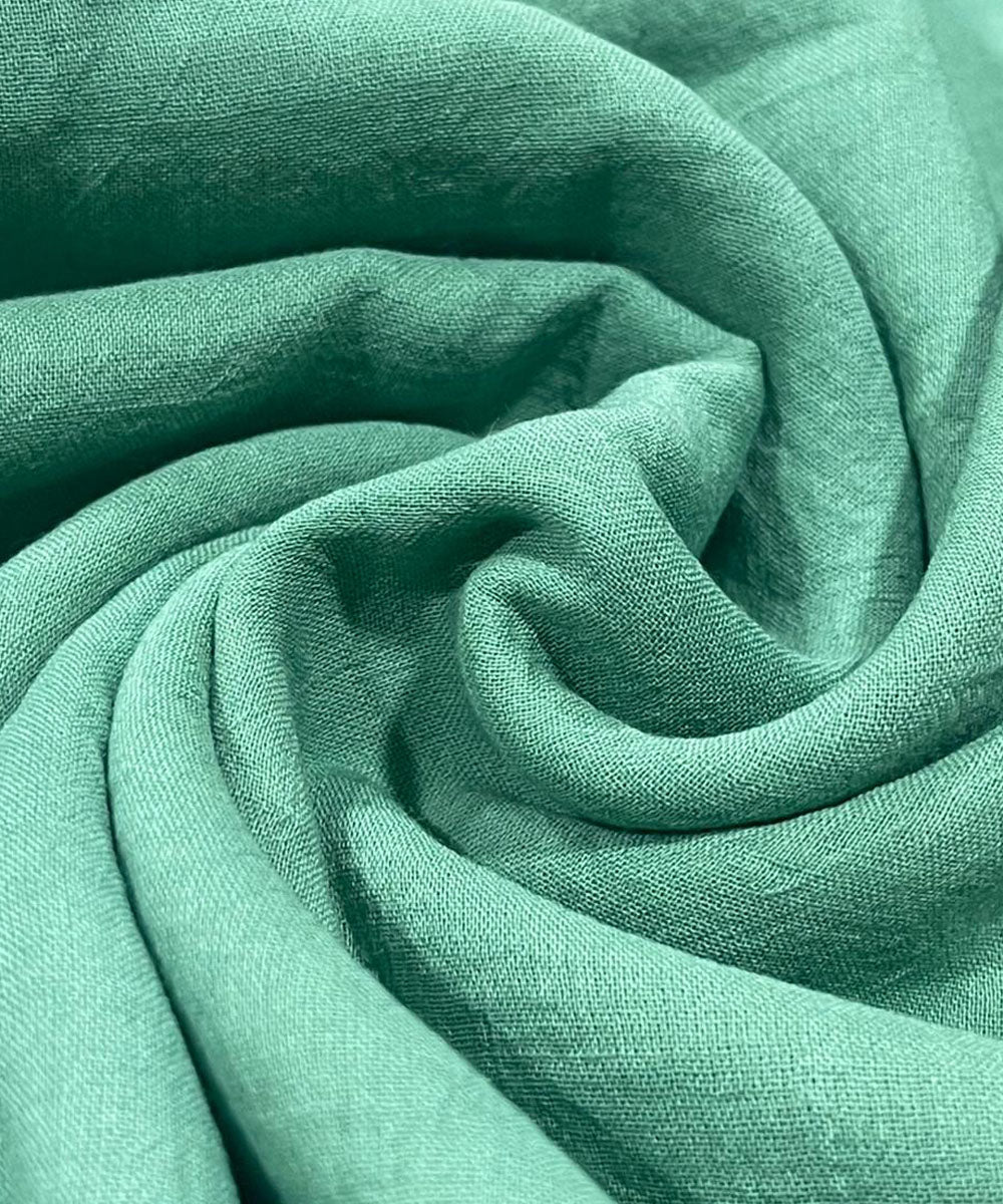 Teal green orange crochet mukaish cotton saree