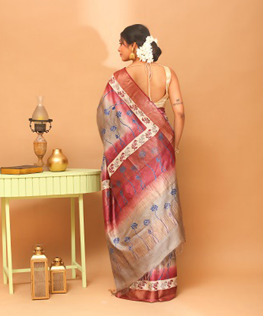 Kosa rust chhattisgarh handloom tussar silk saree