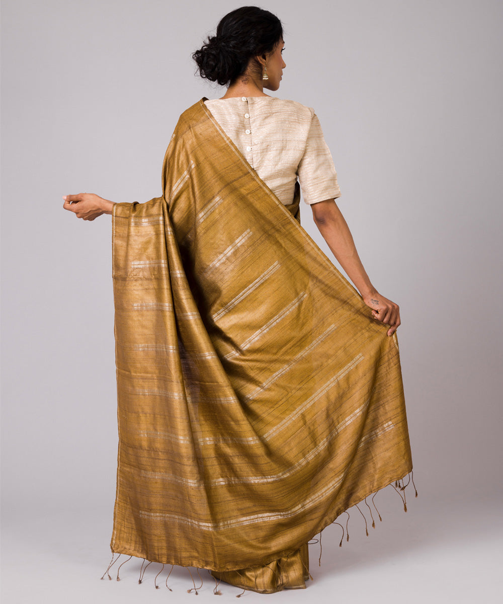 Yellow ochre kosa handloom chhattisgarh silk saree