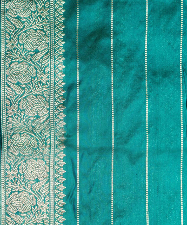 Dark green booti silk handwoven banarasi saree