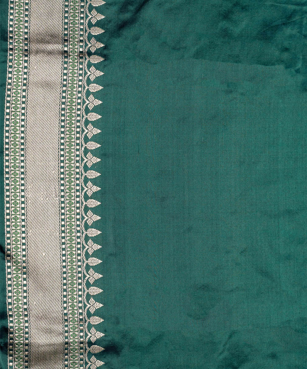 Bottle green booti silk handwoven banarasi saree