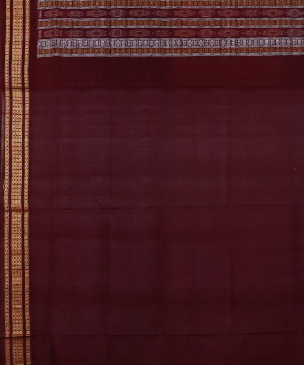 Antique brass red cotton handwoven bomkai saree