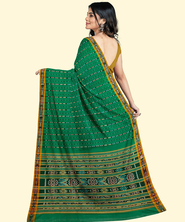 Lime green yellow cotton handwoven nuapatna saree