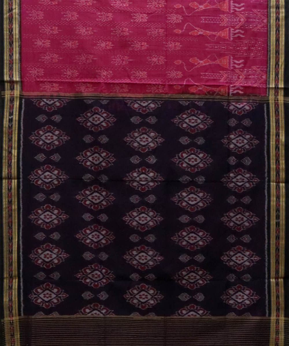 Red black tribal design cotton handwoven nuapatna saree