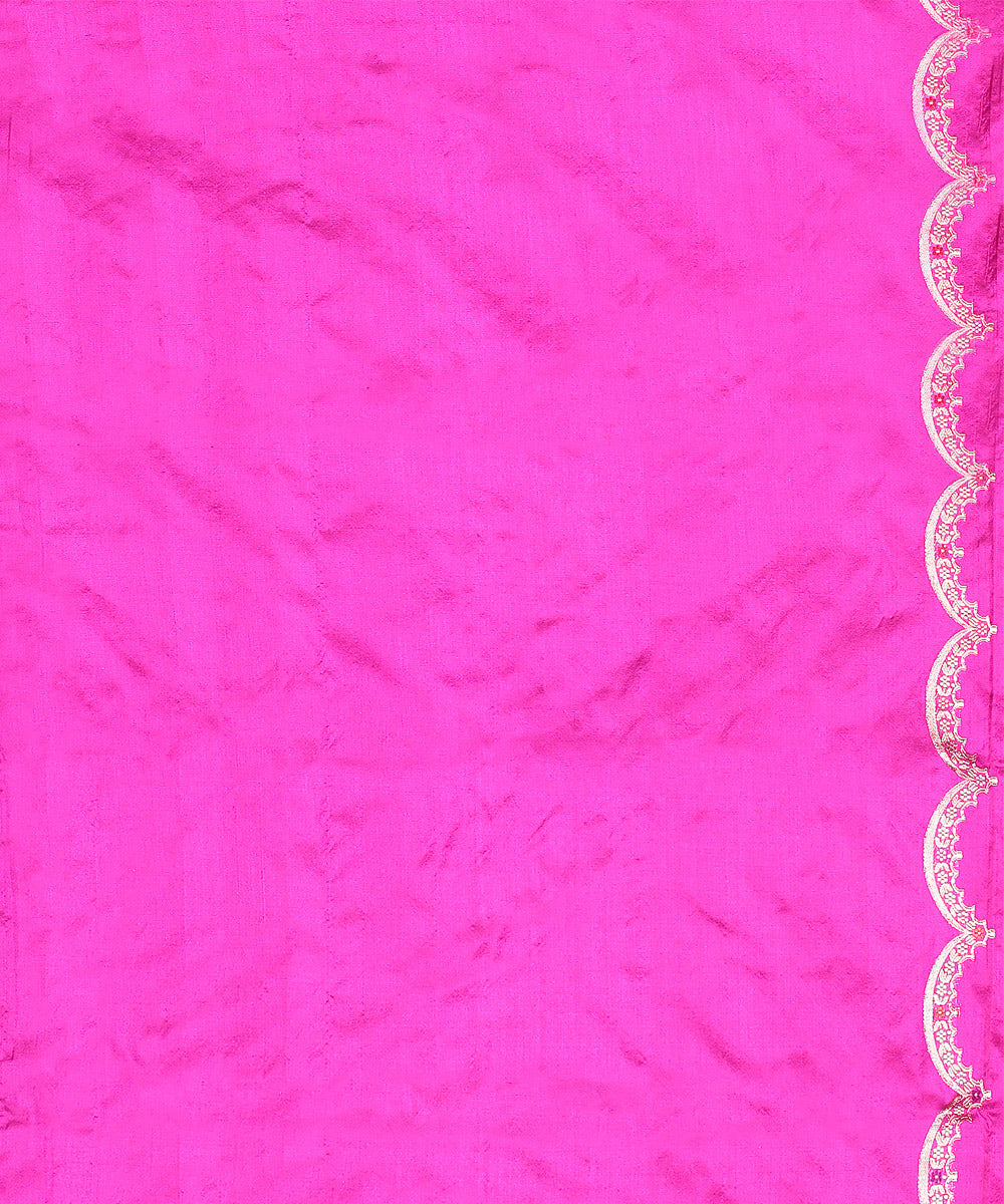 Rani pink silk handwoven banarasi saree
