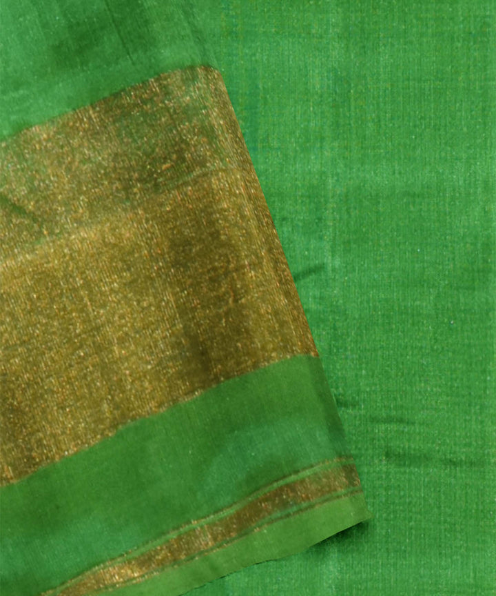 Cyan green yellow silk handloom patola saree