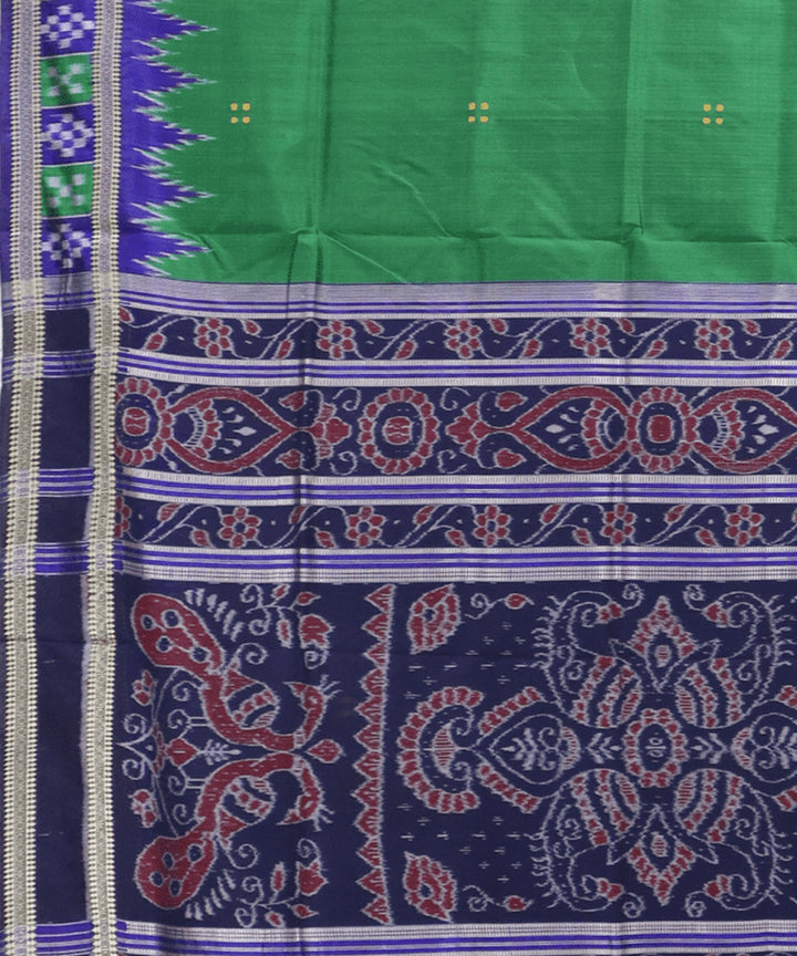 Green blue silk handwoven khandua saree