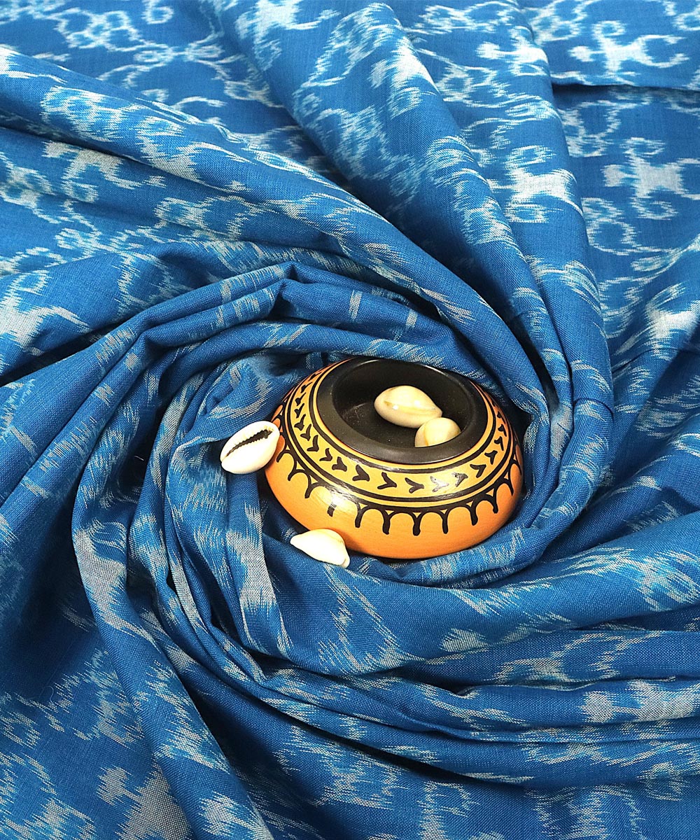 Red blue handwoven sambalpuri cotton dress material