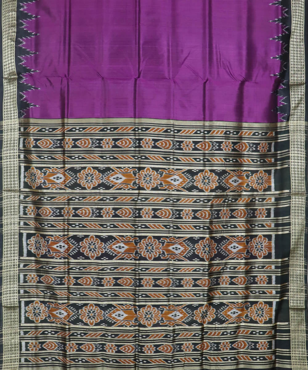 Purple black silk handwoven khandua saree