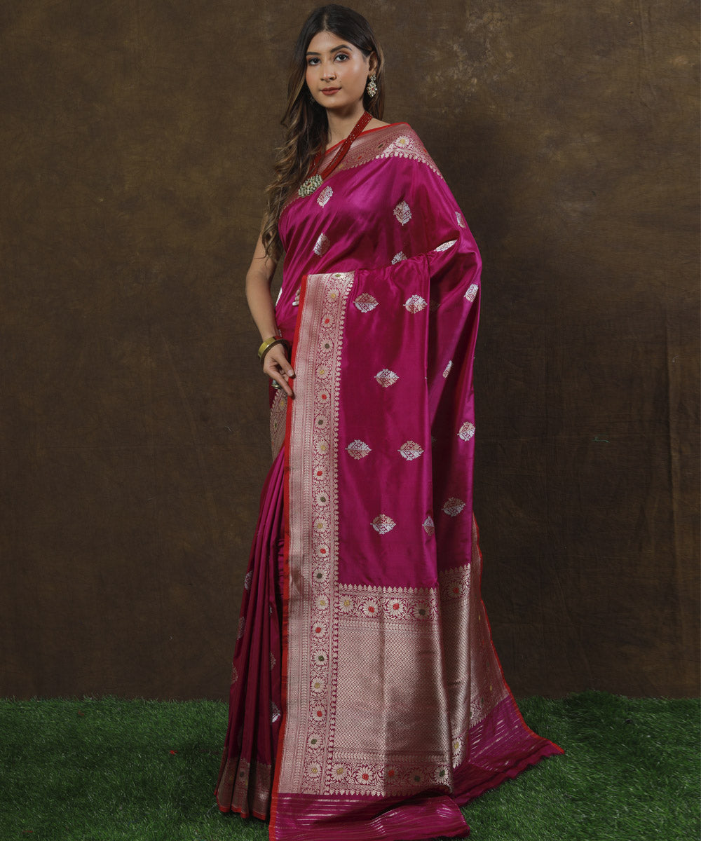 Purple handwoven banarasi silk saree