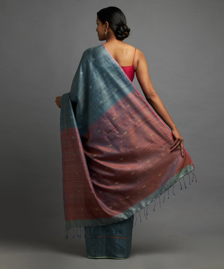 Sassy teal kosa handloom chhattisgarh silk saree