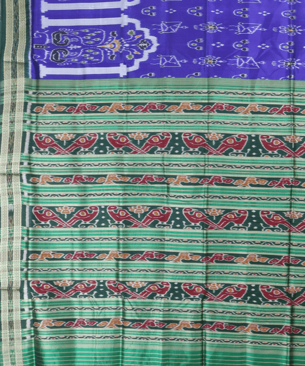 Ultramariane forest green silk handwoven khandua saree
