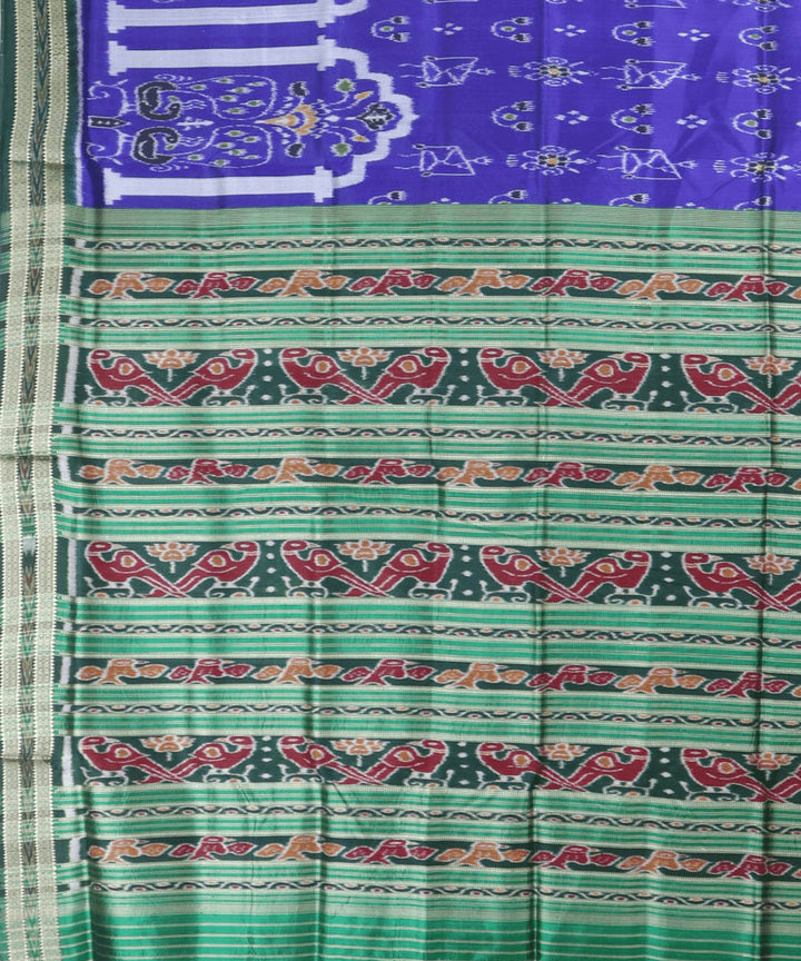 Ultramariane forest green silk handwoven khandua saree
