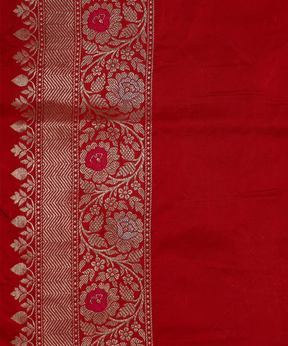 Red jangla silk handwoven banarasi saree