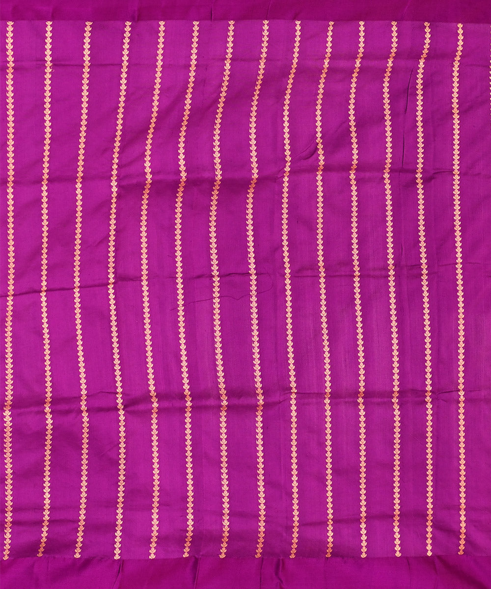 Peach violet silk handwoven banarasi saree