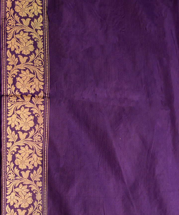 Purple jangla handwoven banarasi silk saree