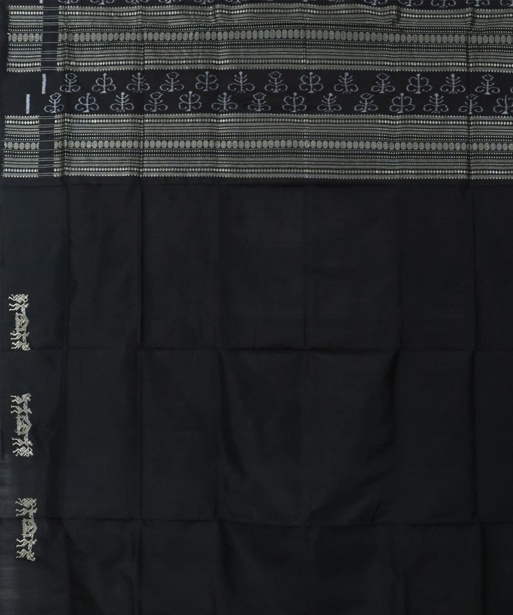 Amarnath red black silk handwoven bomkai saree