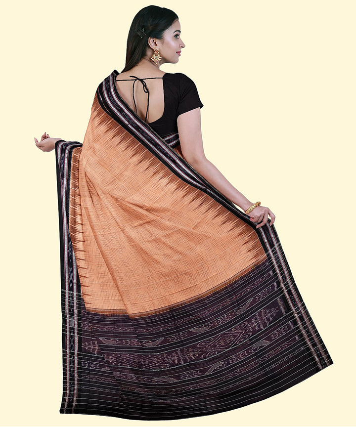 Pink black cotton handwoven nuapatna saree