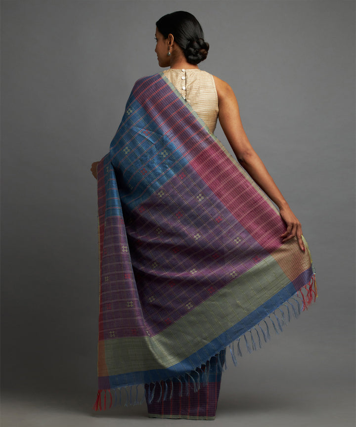 Egyptian blue kosa chhattisgarh handloom silk saree