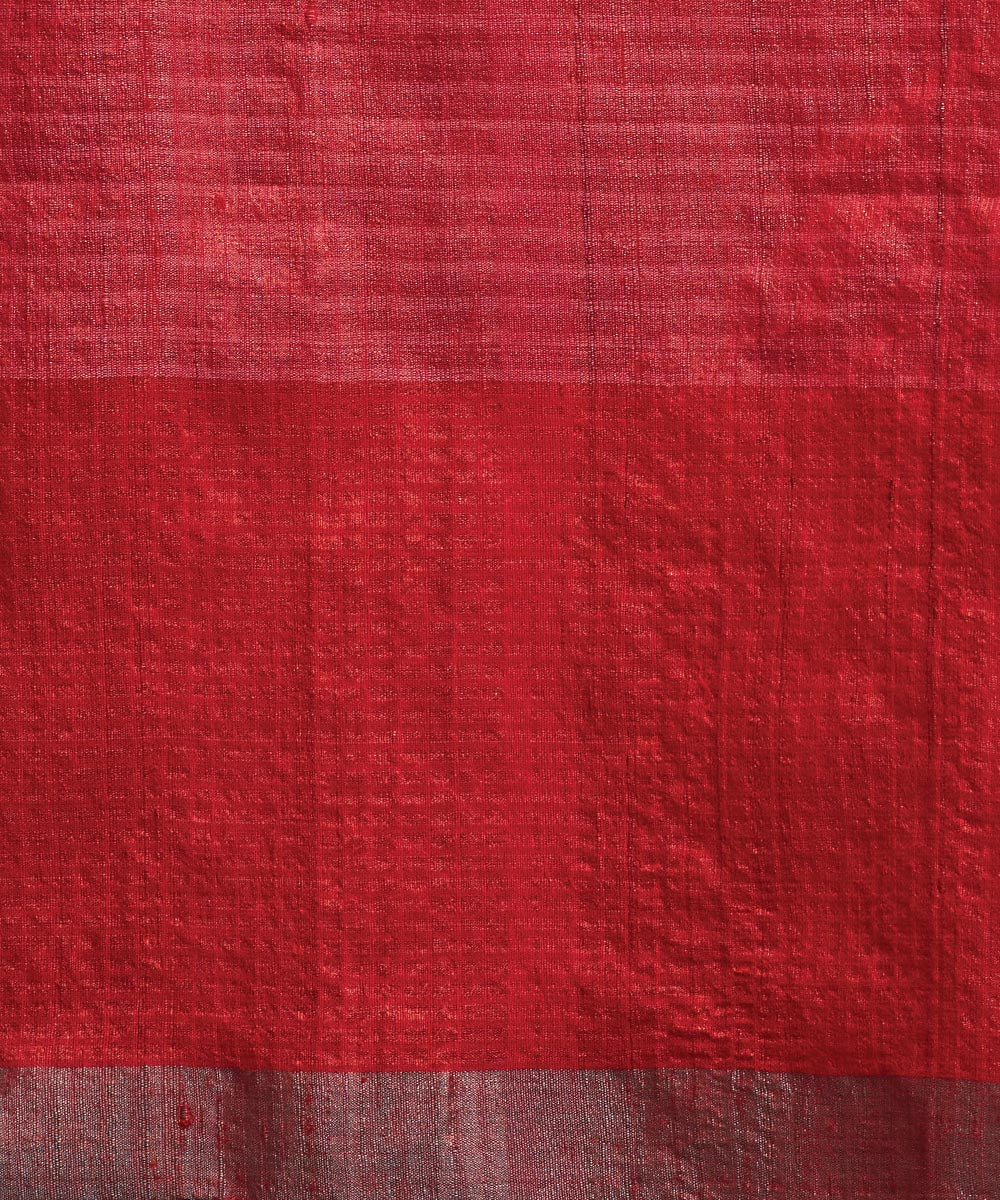 Red pink striped handwoven kosa silk saree