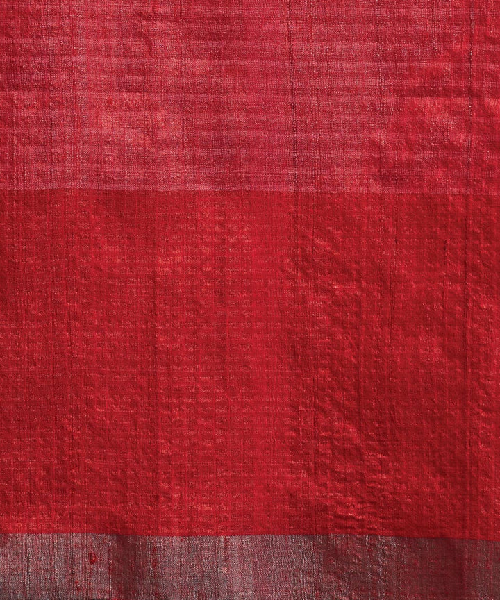 Red pink striped handwoven kosa silk saree