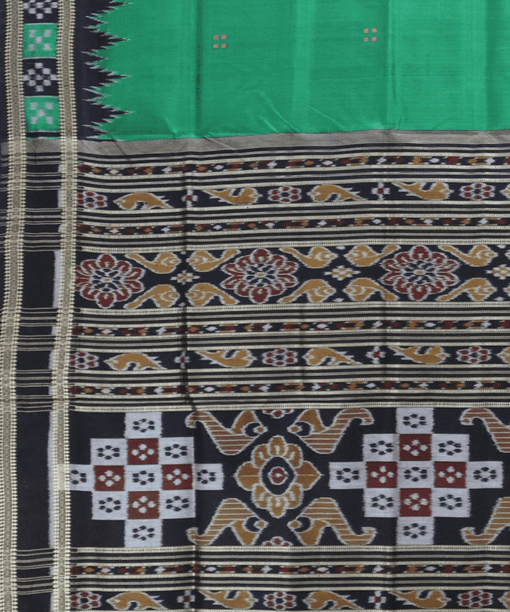 Green black silk handwoven khandua saree