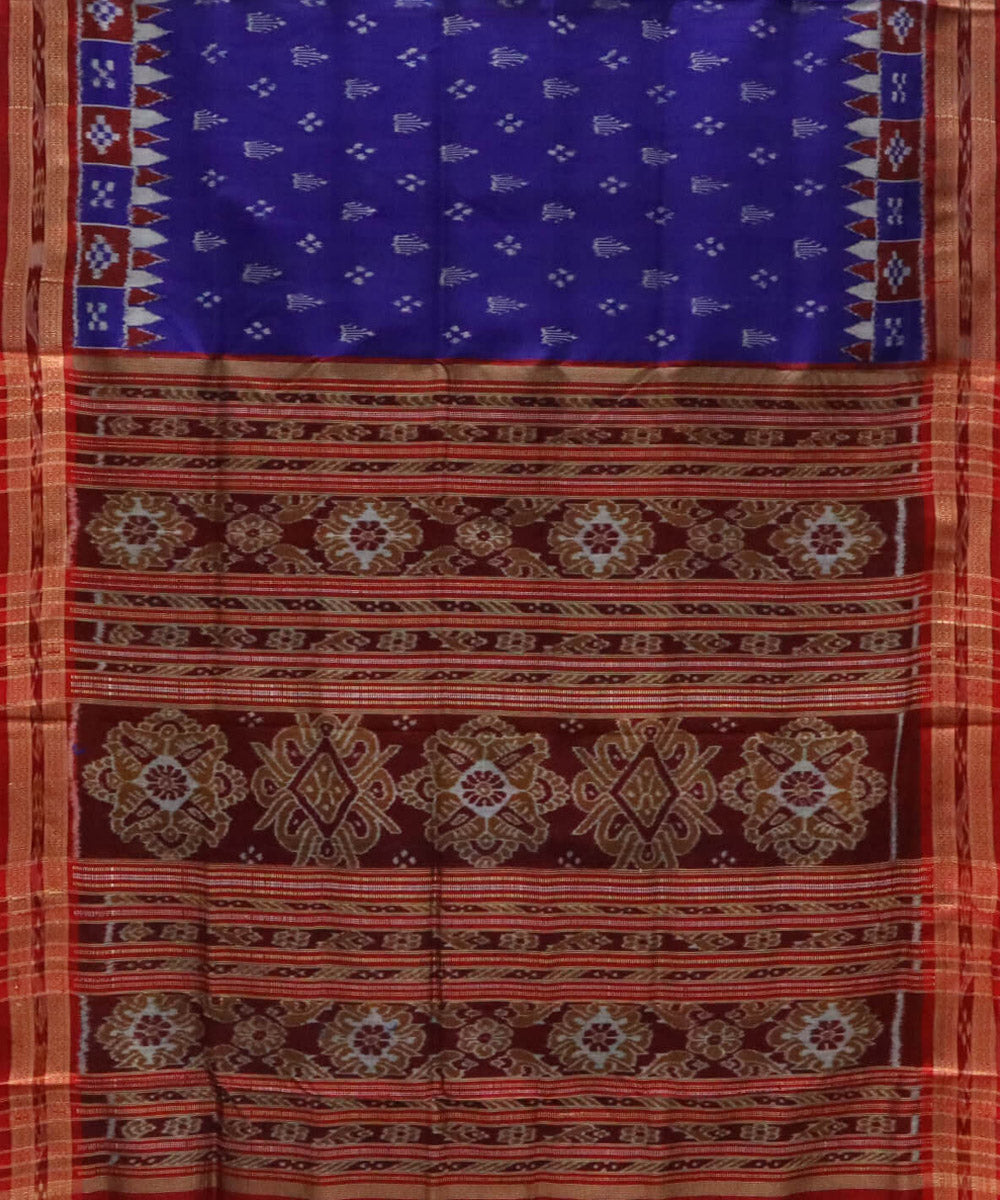 Navy blue black silk handwoven pasapalli border khandua saree