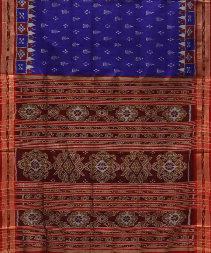 Navy blue black silk handwoven pasapalli border khandua saree