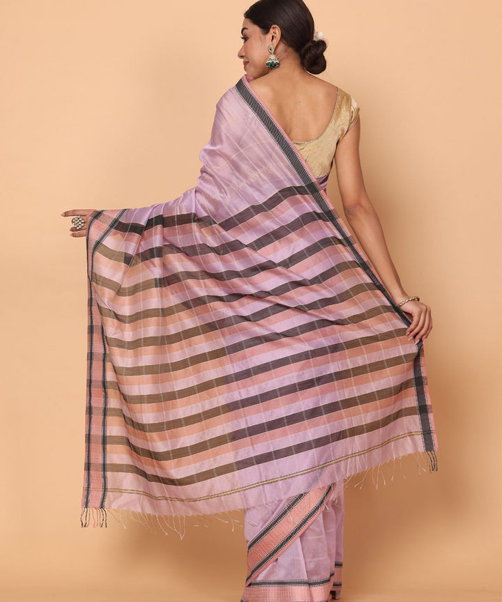 Pink cotton silk maheshwari handloom saree