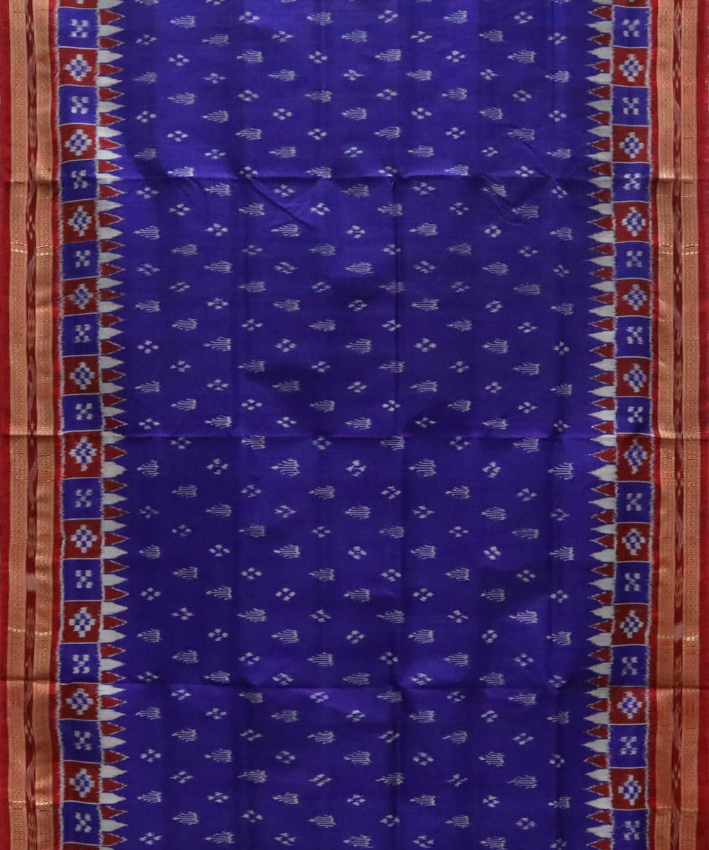 Navy blue black silk handwoven pasapalli border khandua saree