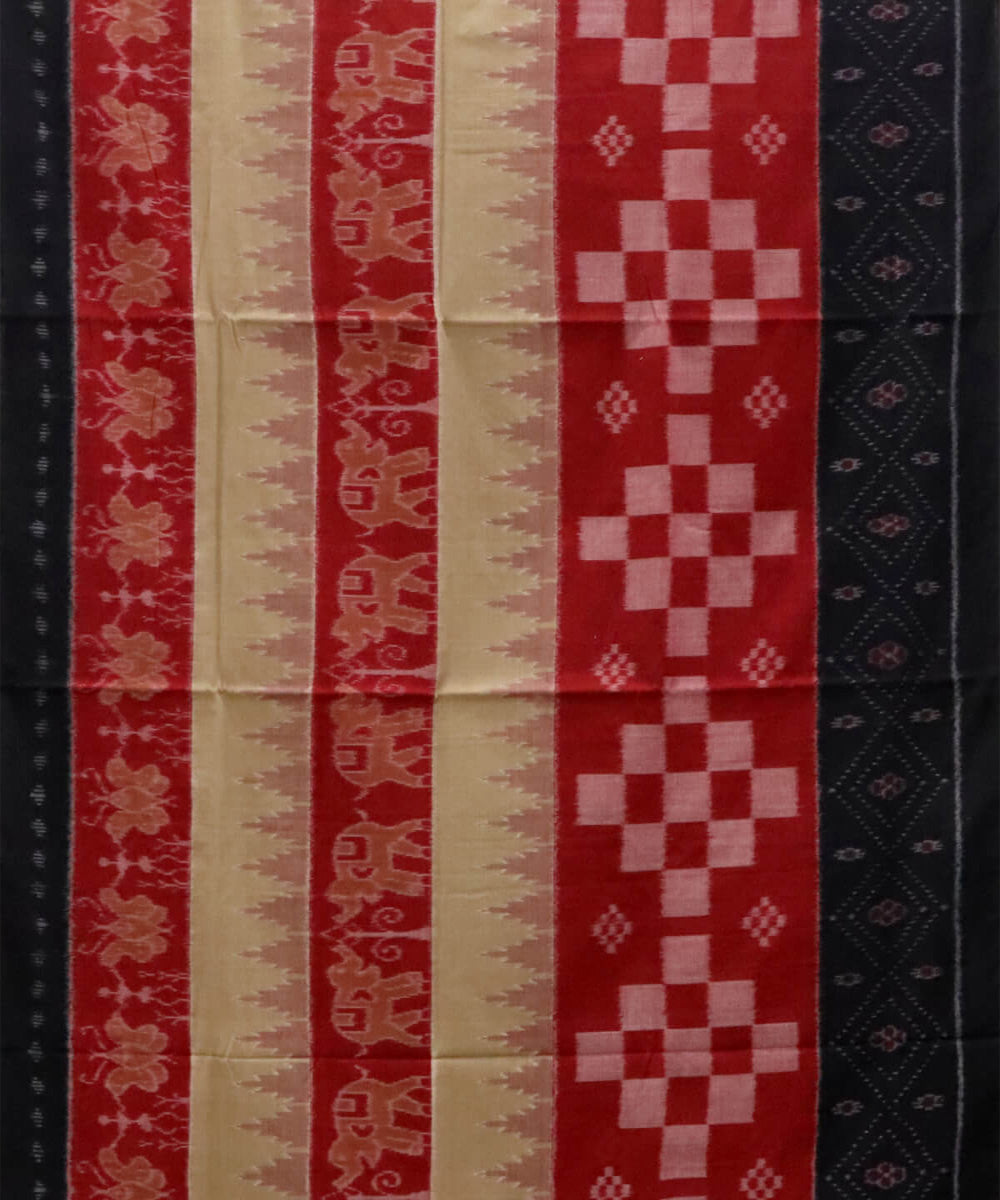 Red striped multicolour pasapalli cotton handwoven nuapatna saree