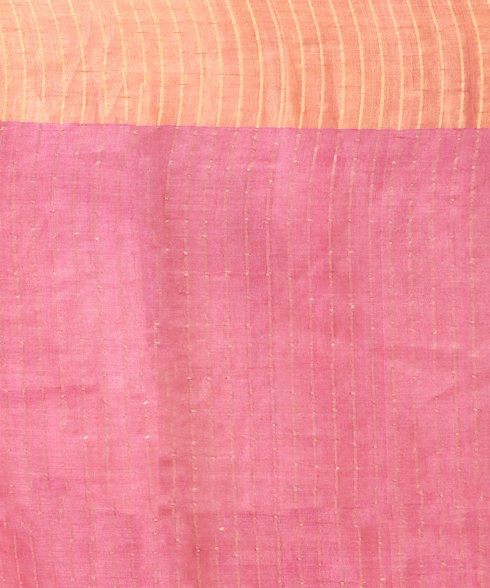 Pink orange chhattisgarh handloom tussar silk saree