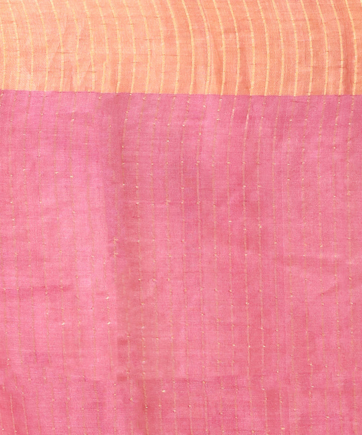 Pink orange chhattisgarh handloom tussar silk saree