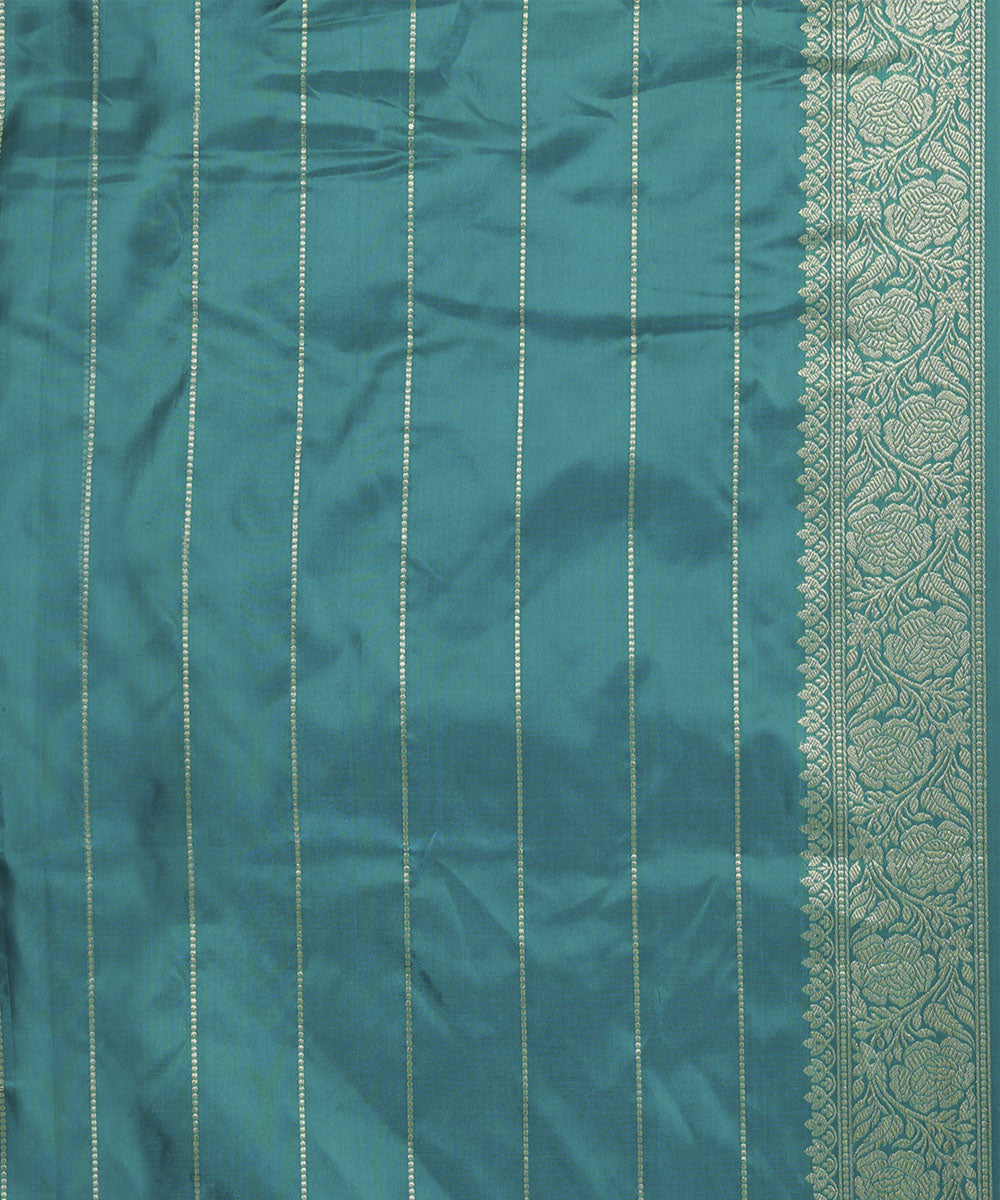 Turquoise silk handwoven banarasi saree