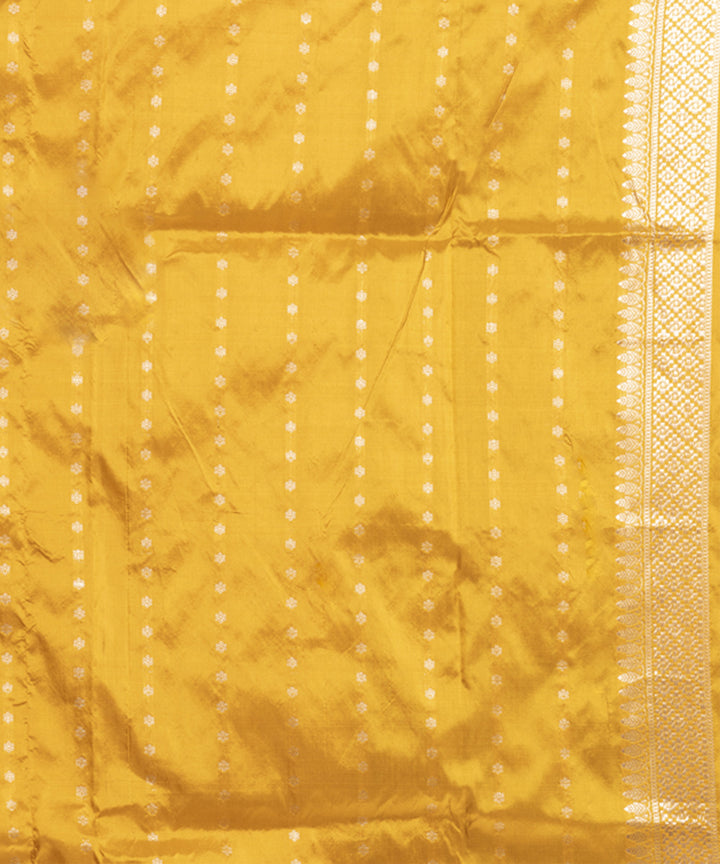 Indigo mustard border silk handwoven banarasi saree