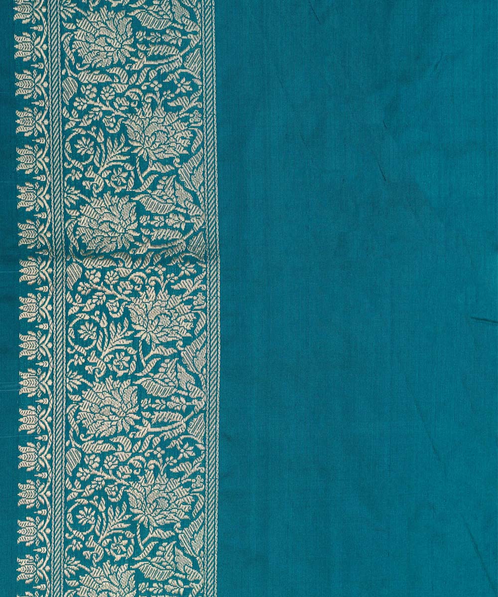 Sea turtle green handwoven silk banarasi saree
