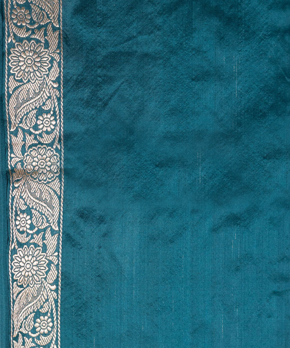 Greenish blue handwoven banarasi silk saree