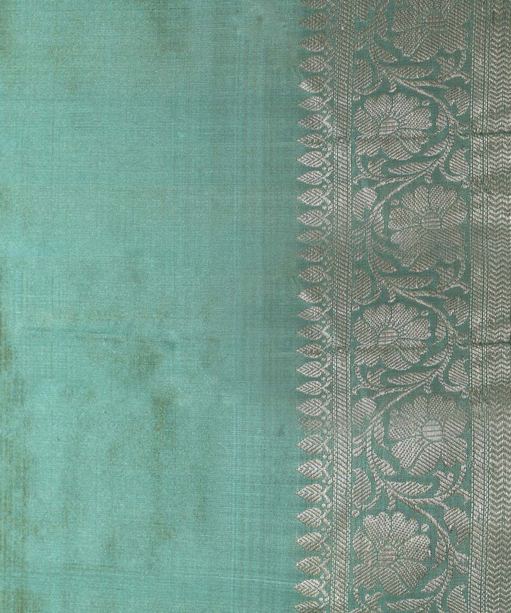 Cyan green silk handwoven banarasi saree