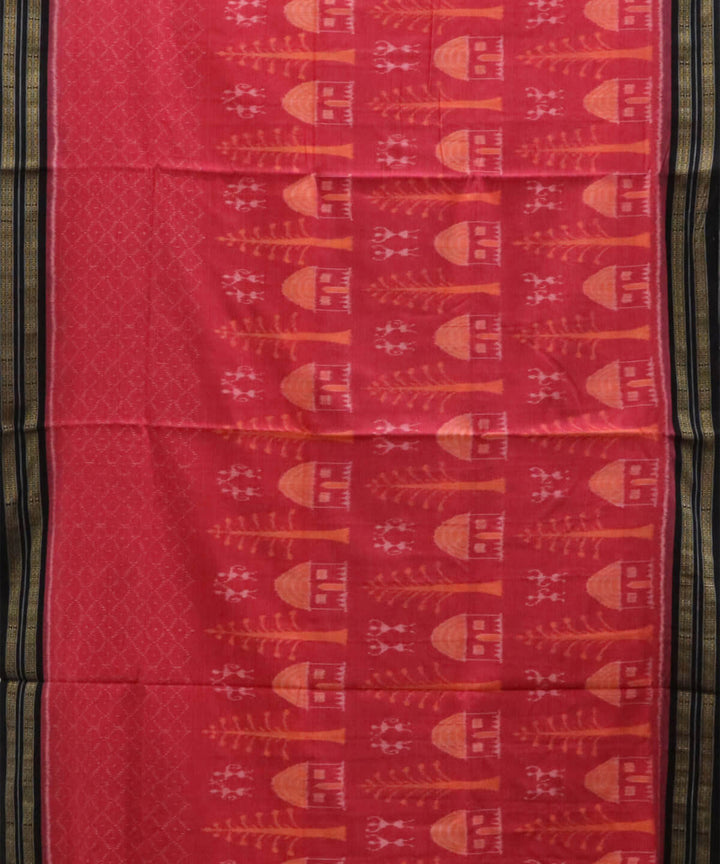 Red black cotton tribal motif handwoven nuapatna saree