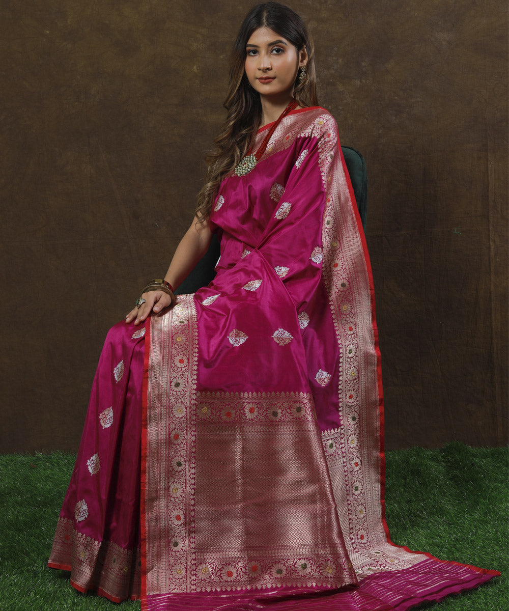 Purple handwoven banarasi silk saree