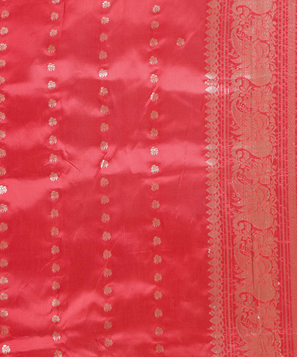 Lime green red border silk handwoven banarasi saree