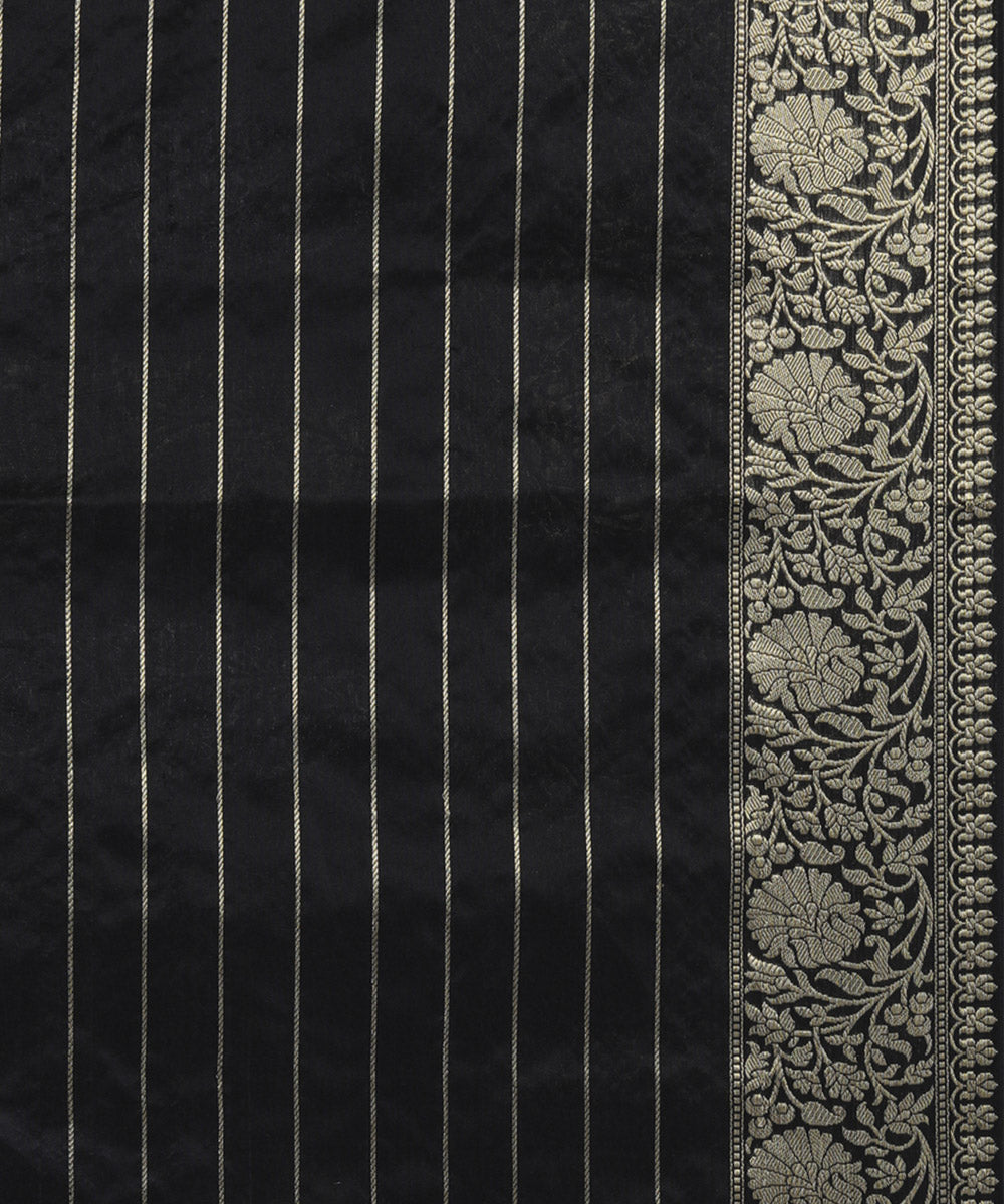 Black silk handwoven banarasi saree