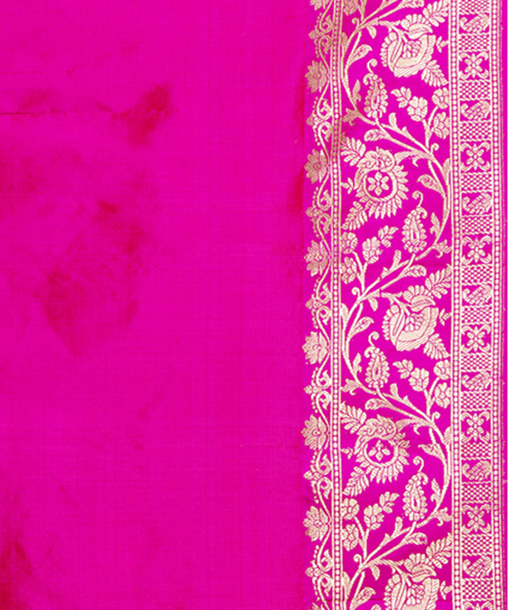 Mustard pink border silk handwoven banarasi saree