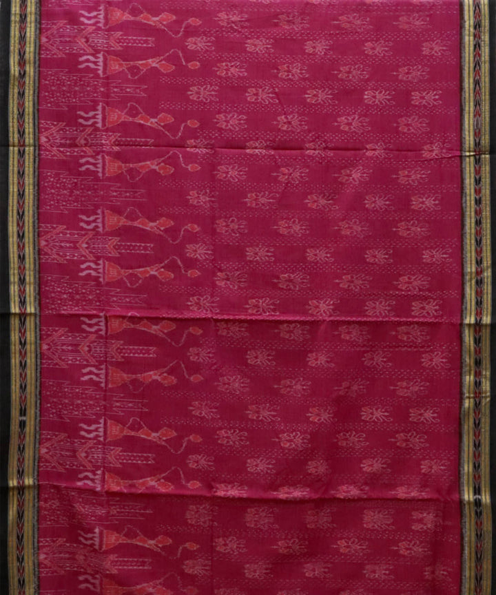 Red black tribal design cotton handwoven nuapatna saree