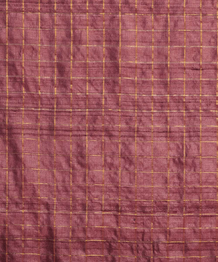 Brown purple handwoven kosa silk saree