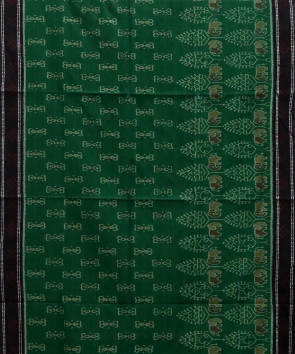 Dark green black pasapalli border cotton handwoven nuapatna saree